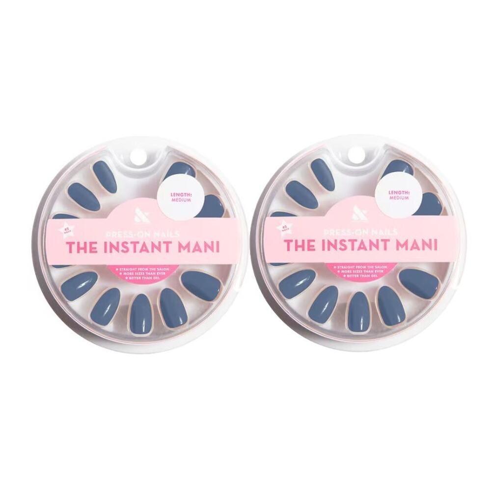 2 Pack Olive & June Instant Mani Press-On Fake Nails Medium Social Studies 42 ea